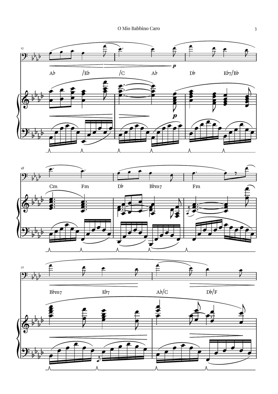 O Mio Babbino Caro | BEAUTIFUL Puccini Aria Piano scores gallery preview page 3