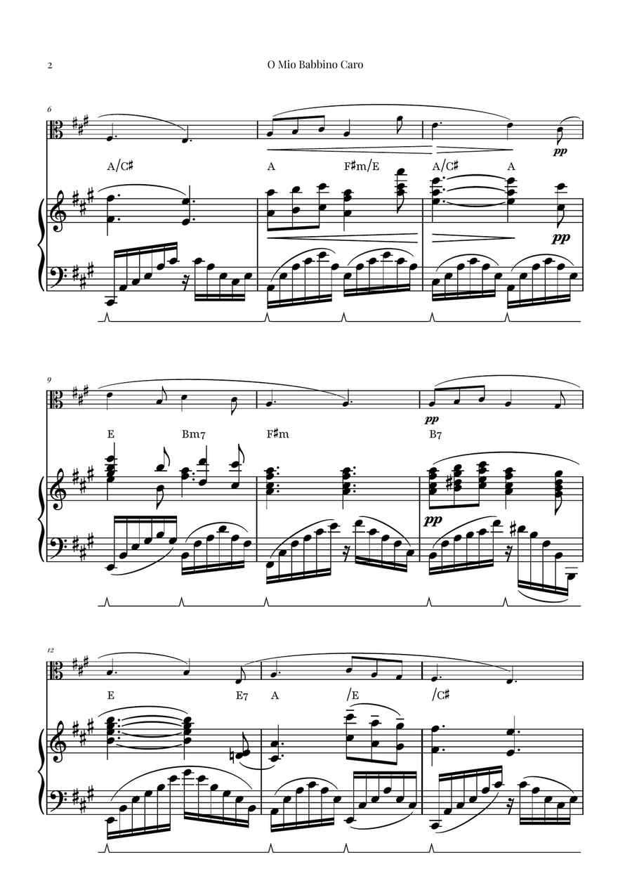 O Mio Babbino Caro | BEAUTIFUL Puccini Aria Viola scores gallery preview page 2