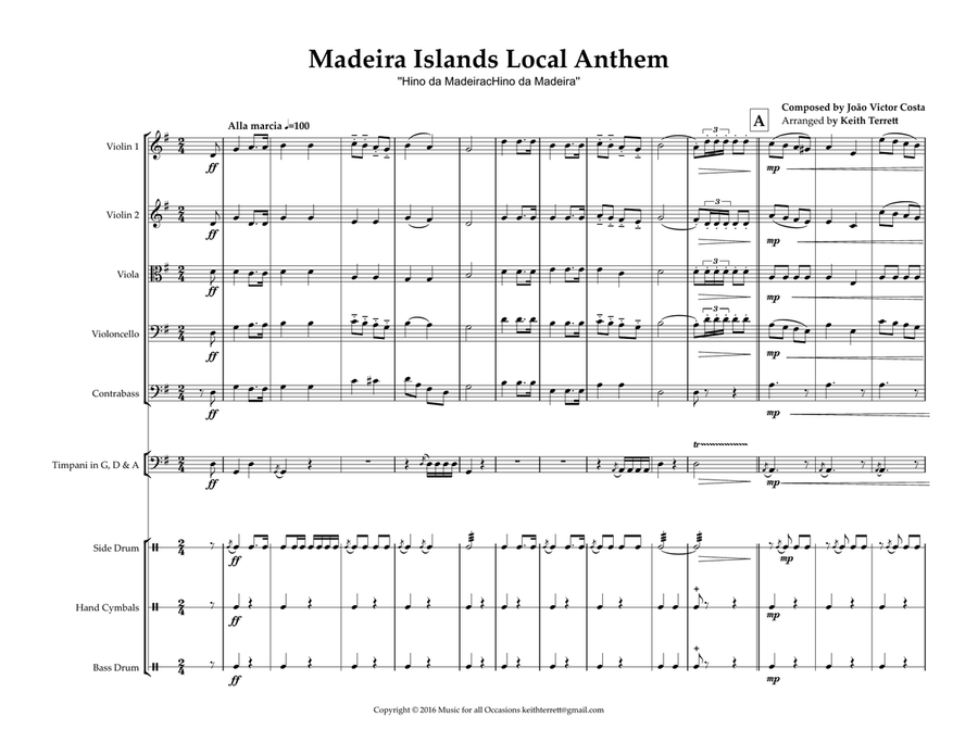 Madeira Local Anthem for String Orchestra & Percussion String Orchestra scores gallery preview page 2