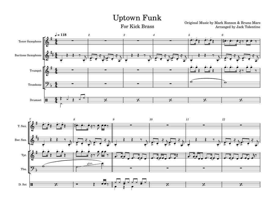 Uptown Funk Uptown Funk Small Ensemble scores gallery preview page 1
