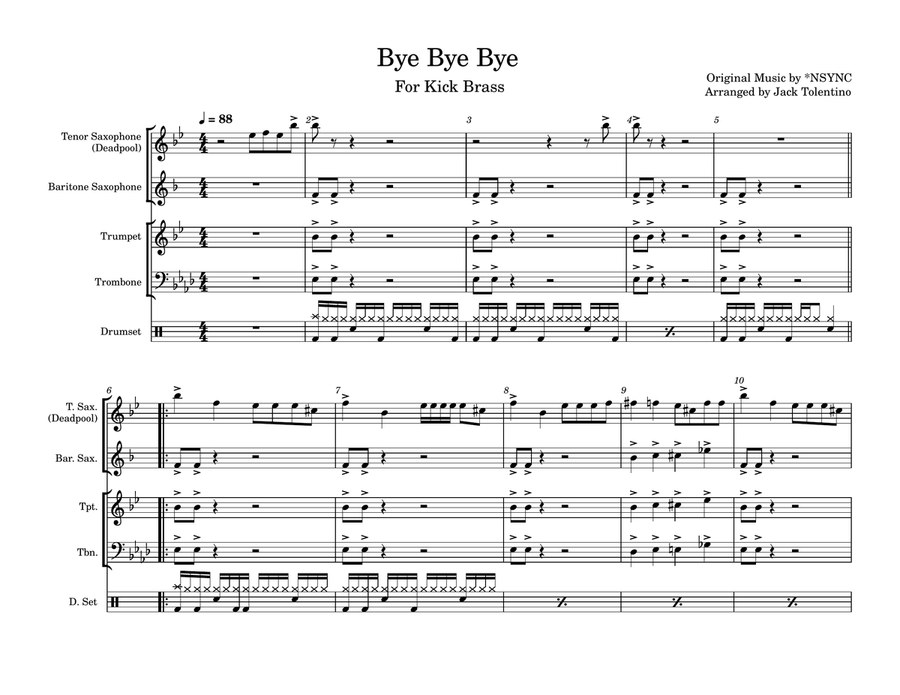 Bye Bye Bye Bye Bye Bye Small Ensemble scores gallery preview page 1