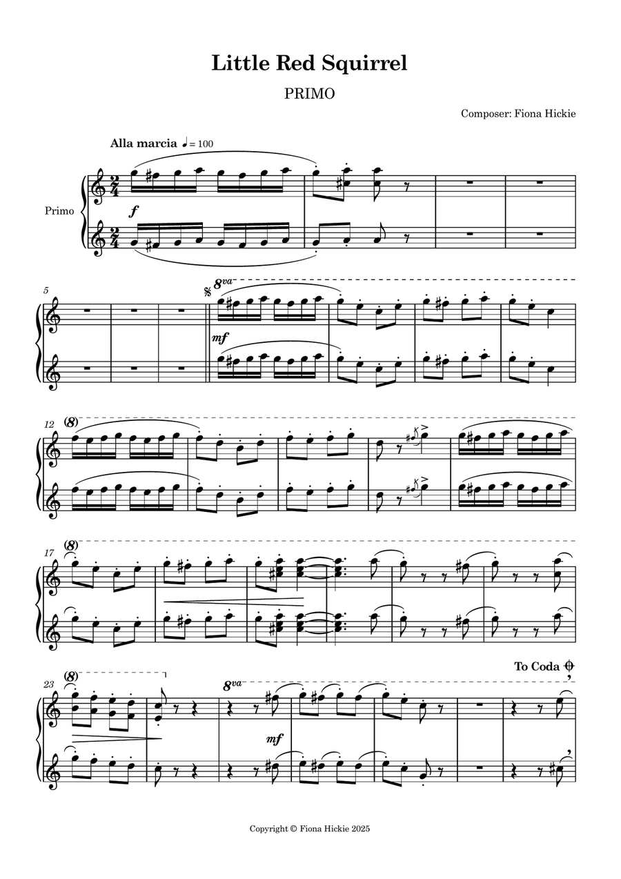 Little Red Squirrel Little Red Squirrel 1 Piano, 4-Hands scores gallery preview page 3