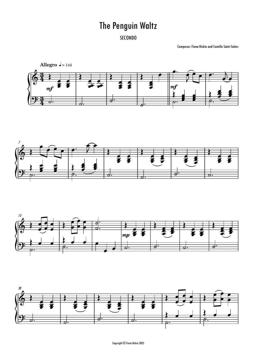 The Penguin Waltz The Penguin Waltz 1 Piano, 4-Hands scores gallery preview page 2