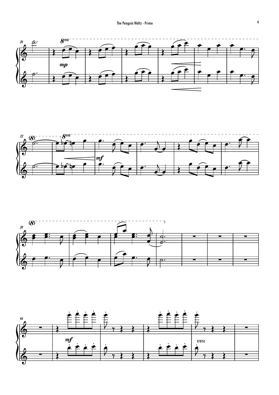 The Penguin Waltz The Penguin Waltz 1 Piano, 4-Hands scores gallery preview page 5