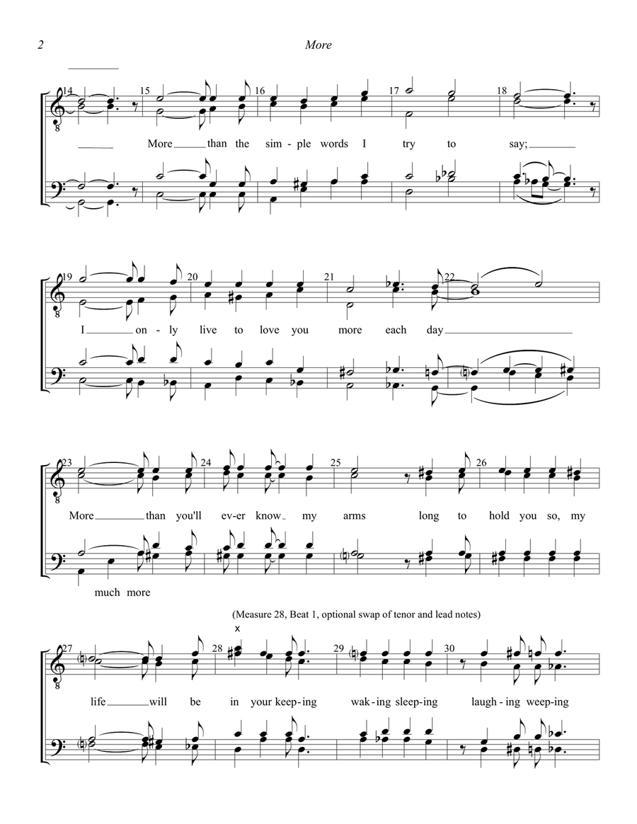 Medley: More (Ti Guarderò Nel Cuore) with L-O-V-E TTBB scores gallery preview page 2