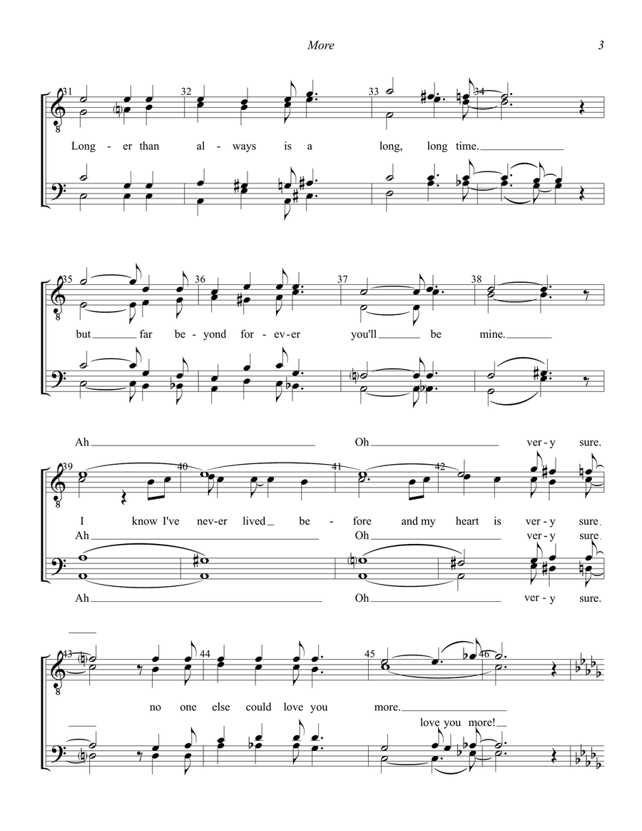 Medley: More (Ti Guarderò Nel Cuore) with L-O-V-E TTBB scores gallery preview page 3