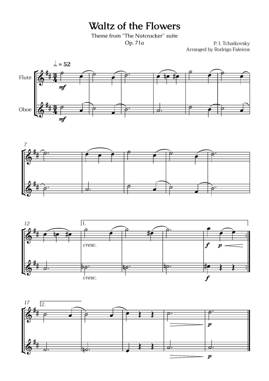 Waltz of the Flowers (flute and oboe) - for beginners Woodwind Duet scores gallery preview page 1
