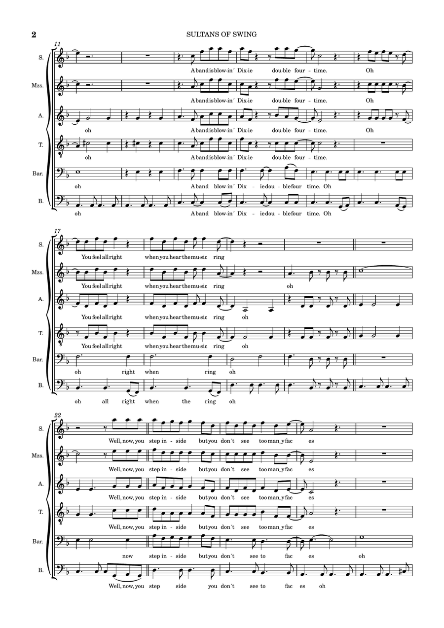 Sultans of Swing Sultans of Swing A Cappella scores gallery preview page 2
