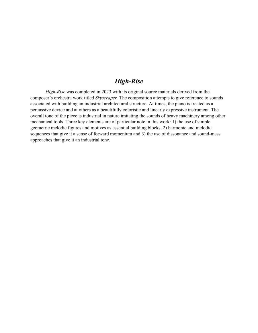High-Rise for Piano Solo Piano Solo scores gallery preview page 2