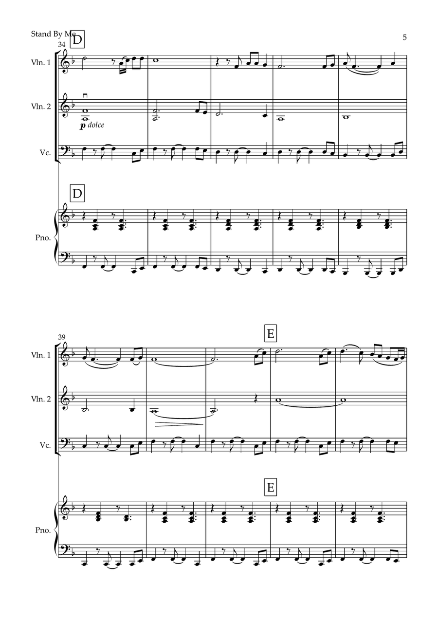 Stand By Me Piano Quartet scores gallery preview page 5