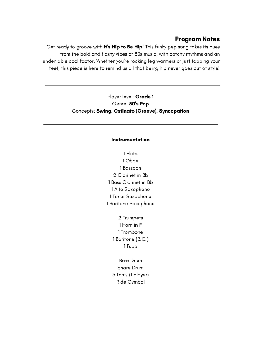 It's Hip to be Hip - Grade 1 Concert Band Concert Band scores gallery preview page 2