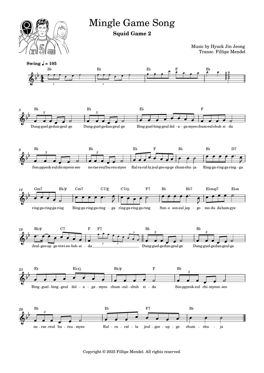 Round and Round (Mingle Song) by Squid Game 2 Piano, Vocal scores gallery preview page 1