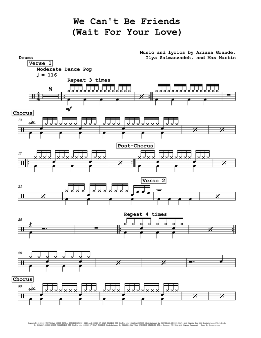 We Can't Be Friends (Wait For Your Love) Drum Set scores gallery preview page 1