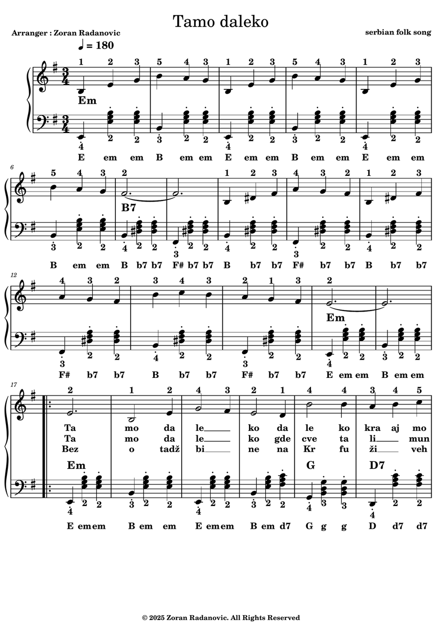 Tamo daleko - for accordion Accordion scores gallery preview page 1