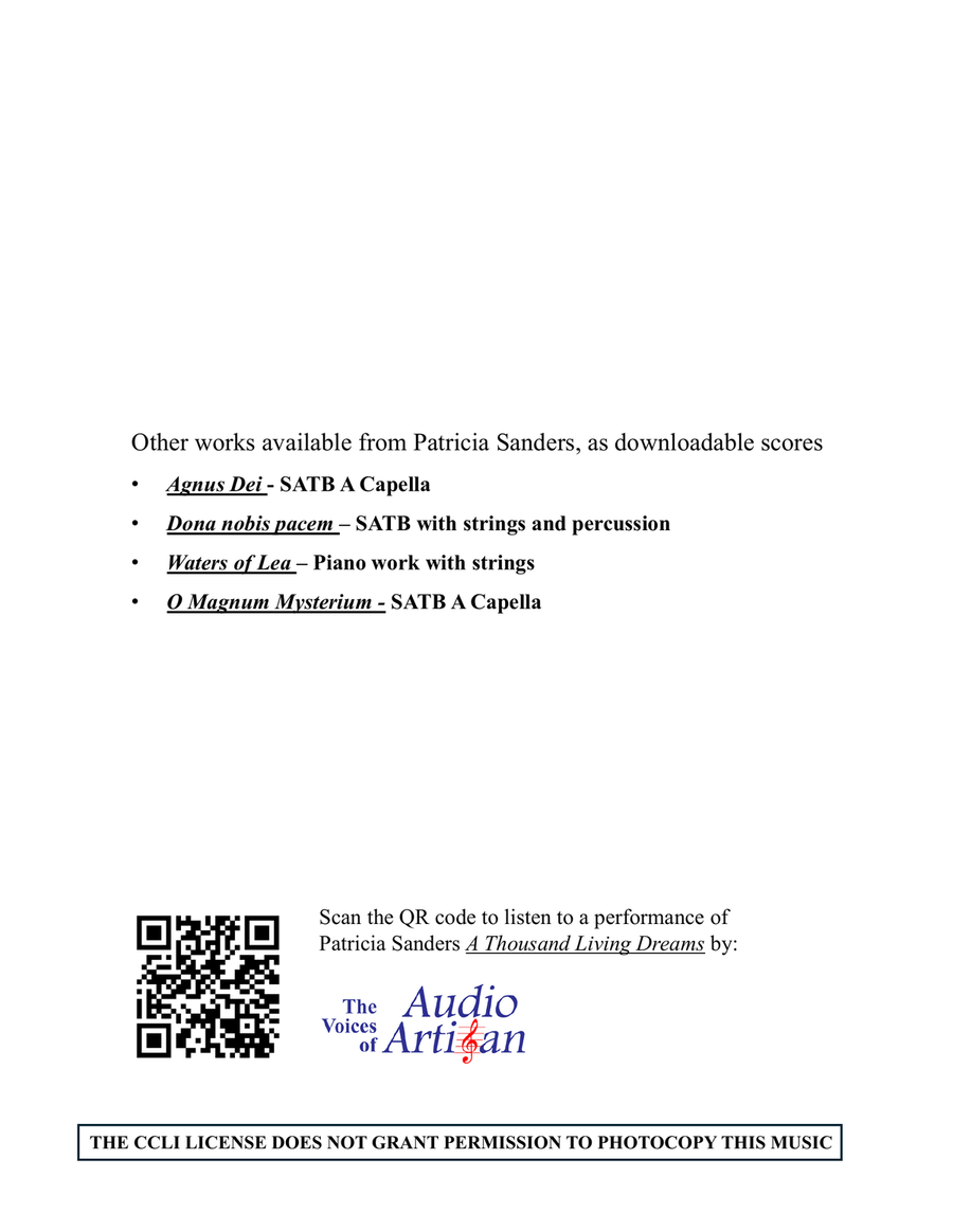 A Thousand Living Dreams Piano, Vocal scores gallery preview page 2
