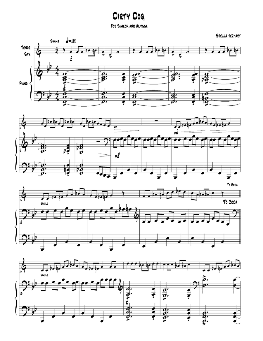 Dirty Dog Dirty Dog Tenor Saxophone scores gallery preview page 2