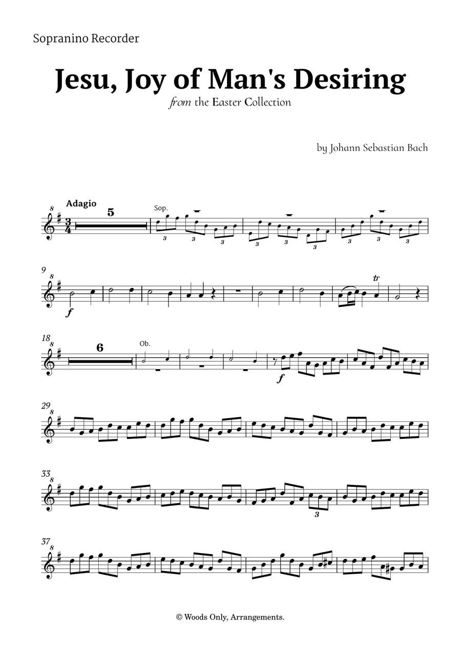 Jesu, Joy of Man's Desiring by Bach for Recorder Quintet Chamber Music scores gallery preview page 6