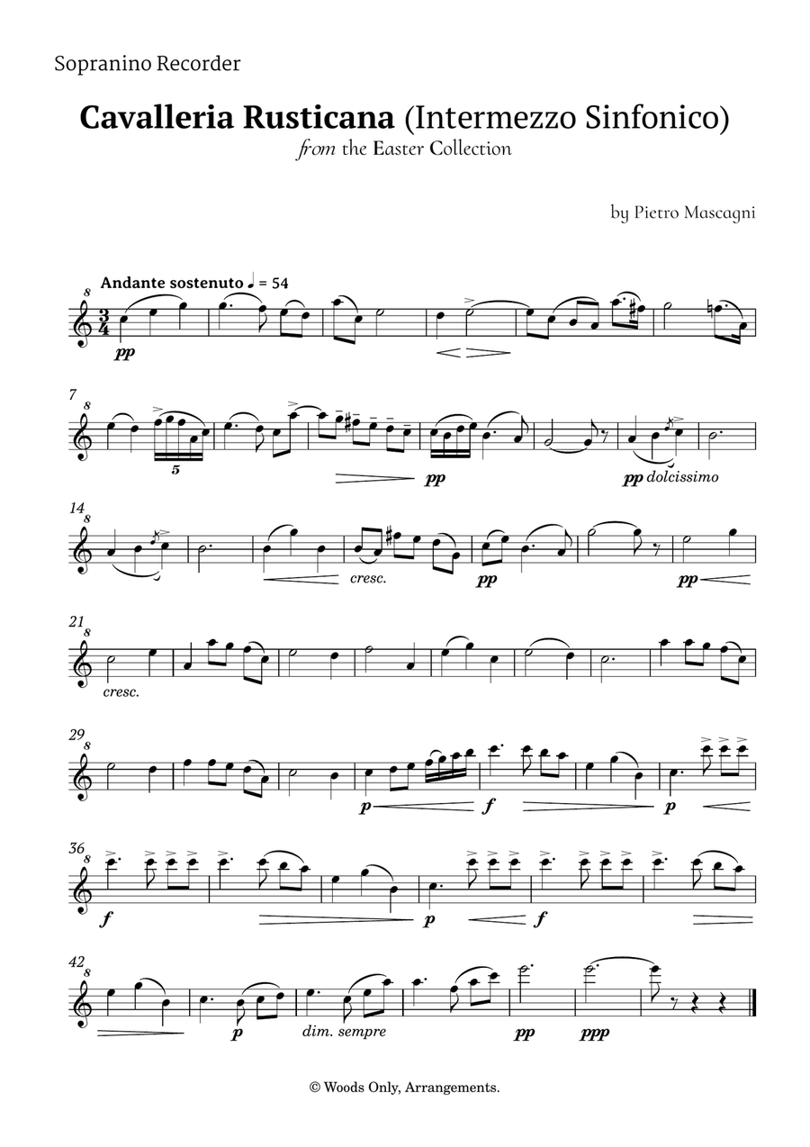 Intermezzo Sinfonico by Pietro Mascagni for Recorder Quintet Chamber Music scores gallery preview page 3