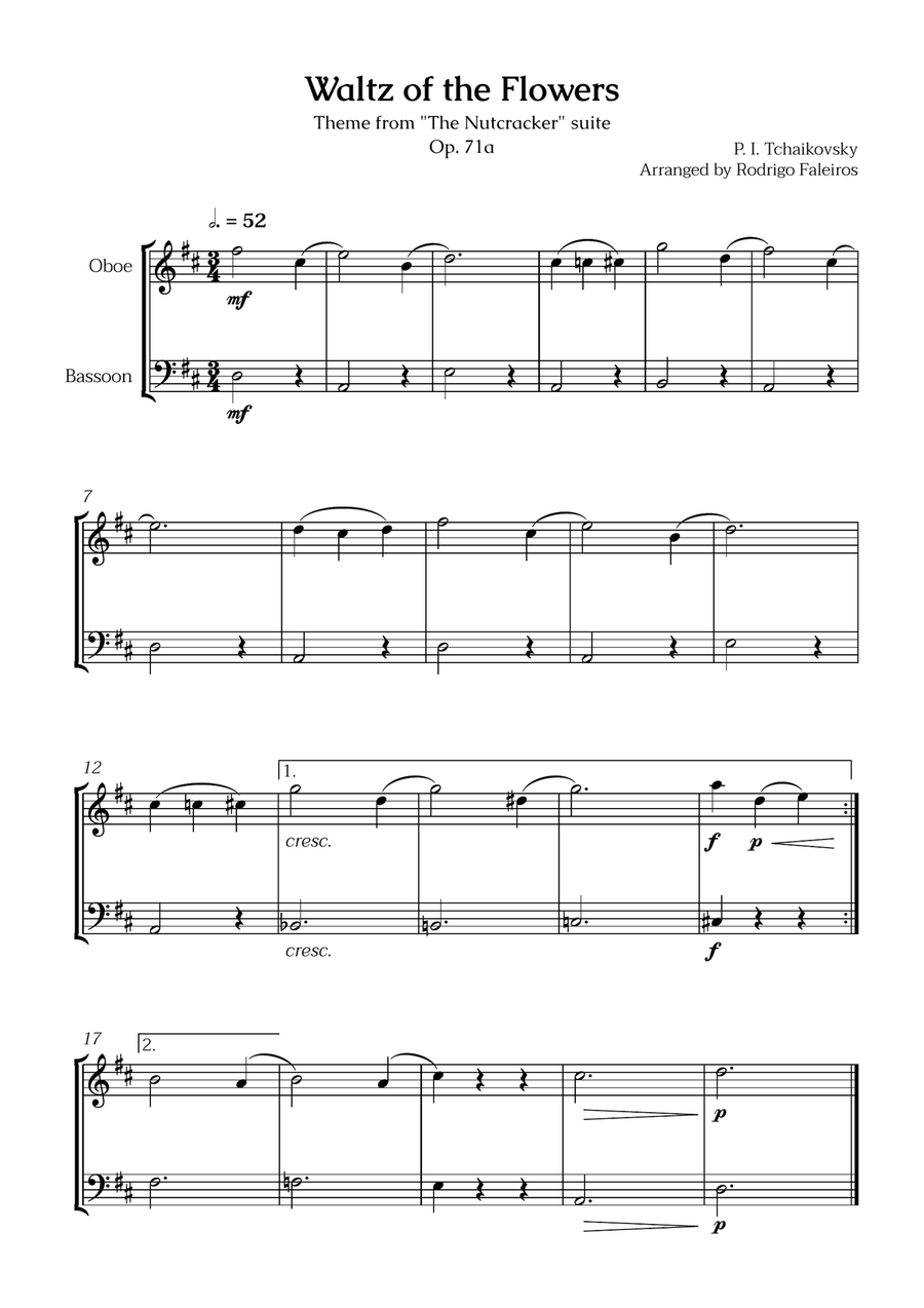 Waltz of the Flowers (oboe and bassoon) - for beginners Woodwind Duet scores gallery preview page 1