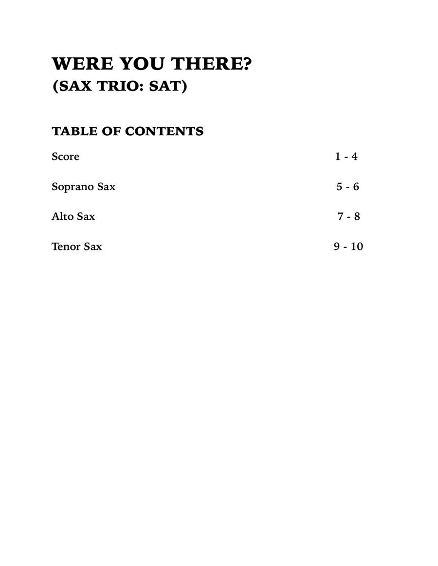 Were You There (Sax Trio: SAT) SAT scores gallery preview page 4