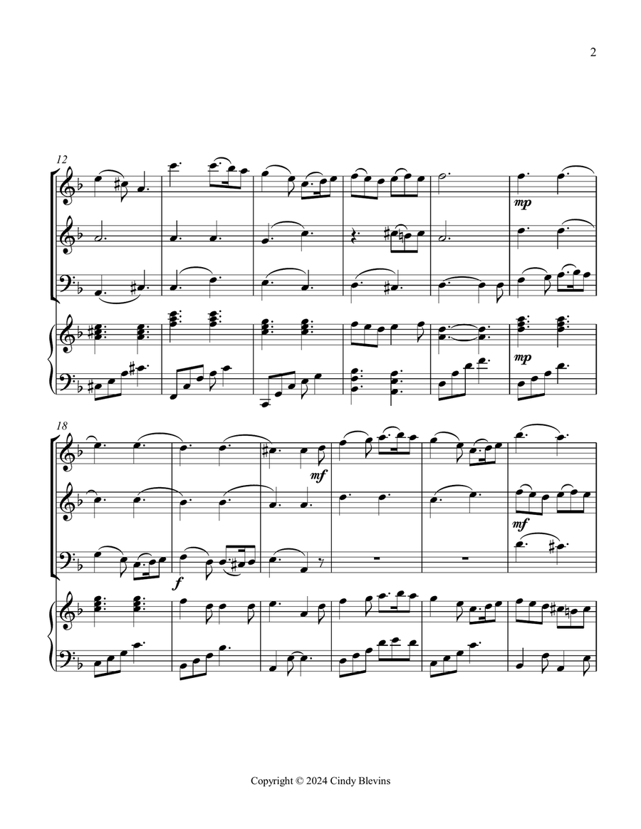 What Child Is This, for Two Violins, Cello ad Piano Piano Quartet scores gallery preview page 3