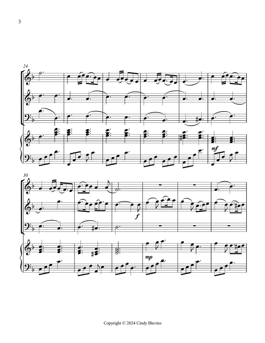 What Child Is This, for Two Violins, Cello ad Piano Piano Quartet scores gallery preview page 4