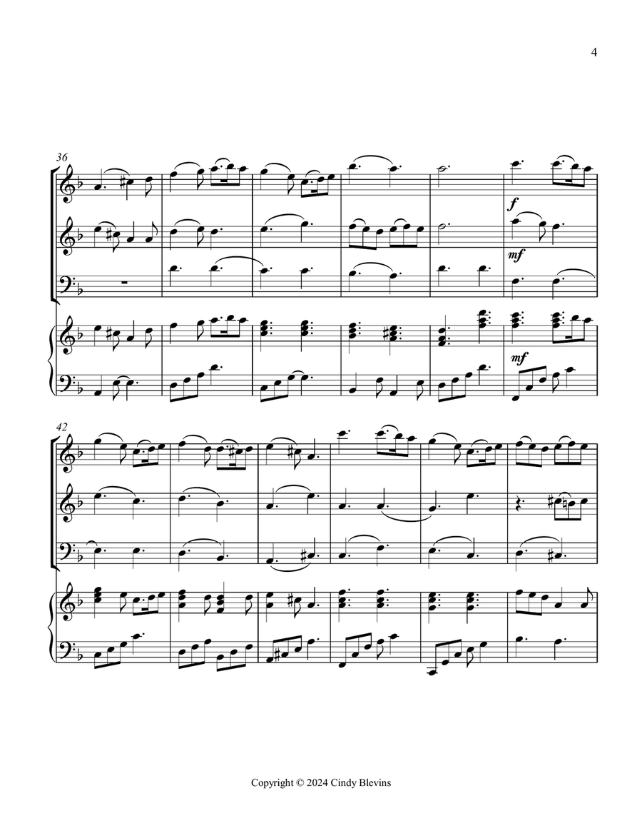 What Child Is This, for Two Violins, Cello ad Piano Piano Quartet scores gallery preview page 5