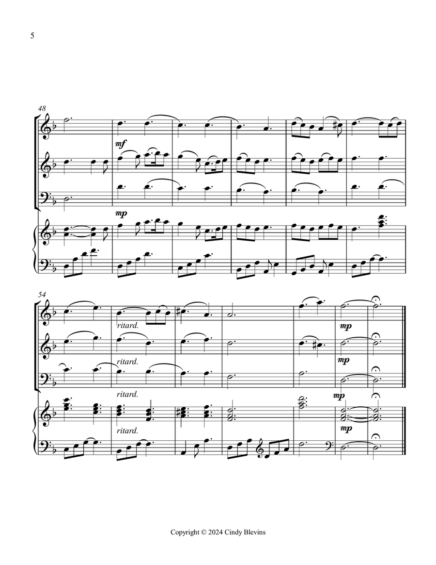 What Child Is This, for Two Violins, Cello ad Piano Piano Quartet scores gallery preview page 6