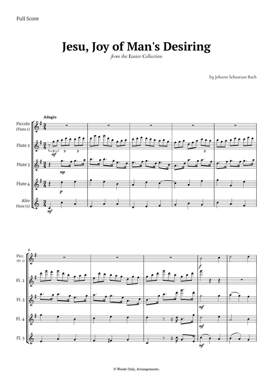 Jesu, Joy of Man's Desiring by Bach for Flute Quintet Woodwind Quintet scores gallery preview page 1