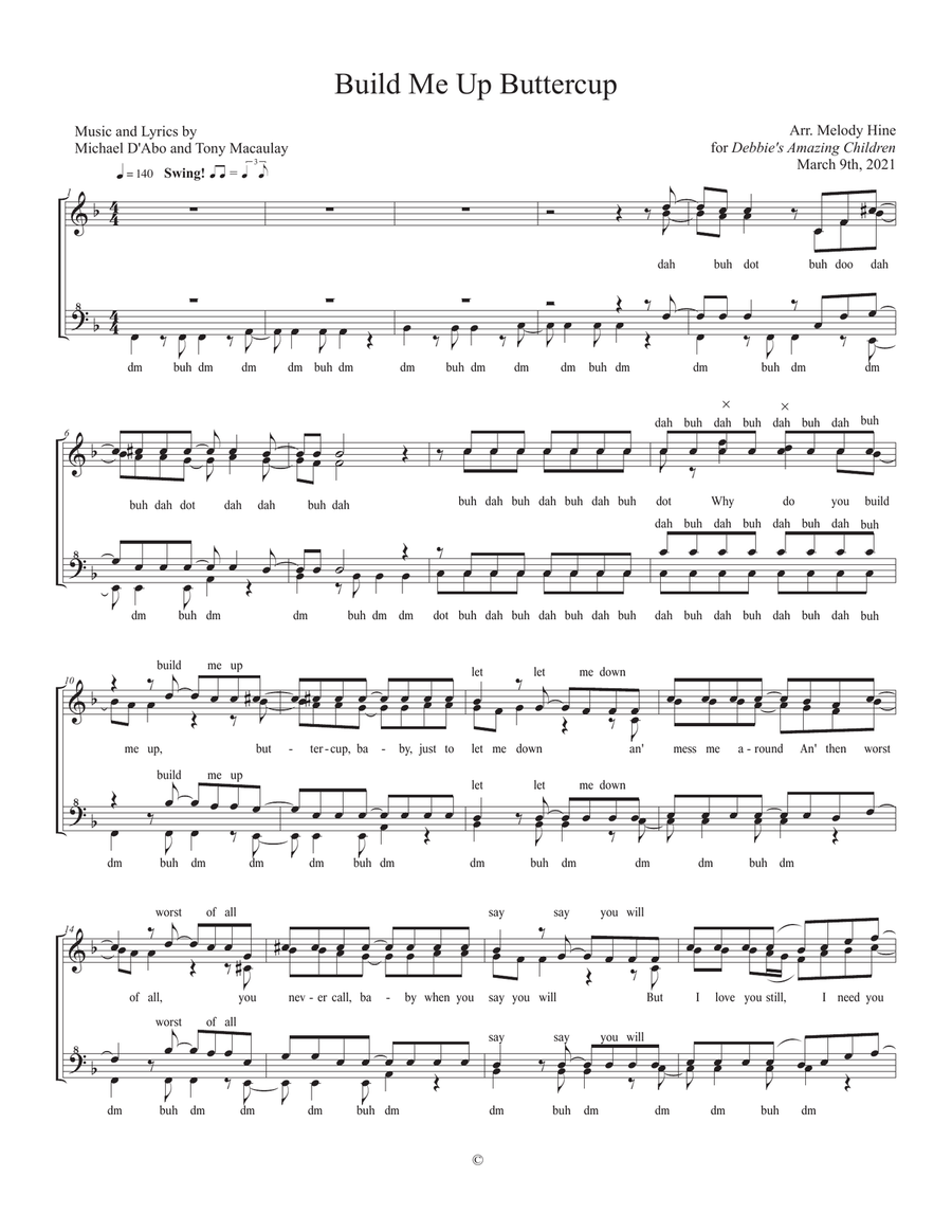 Build Me Up, Buttercup SSAA scores gallery preview page 1