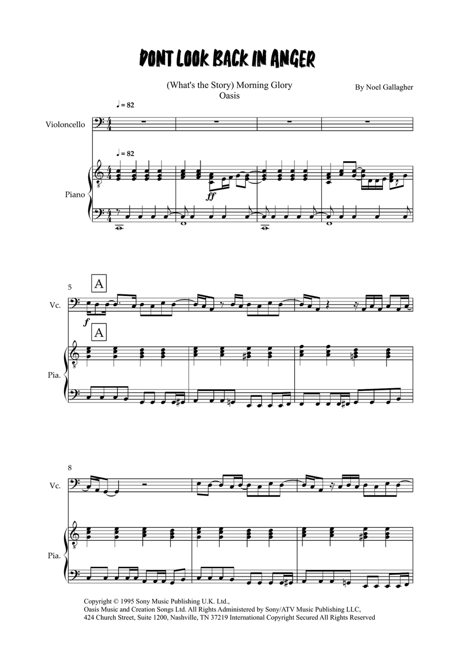 Don't Look Back In Anger Don't Look Back In Anger Piano scores gallery preview page 1
