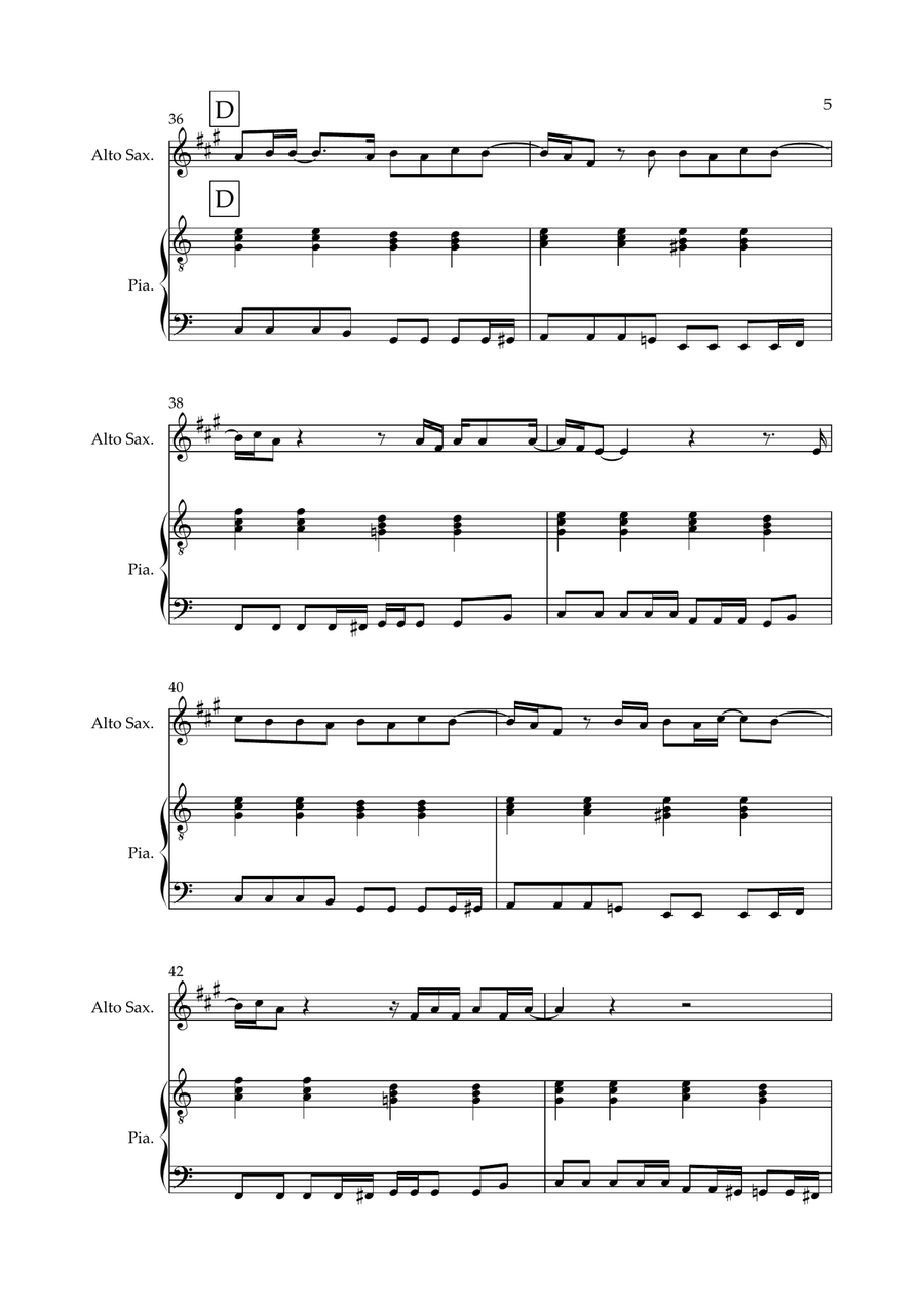 Don't Look Back In Anger Don't Look Back In Anger Alto Saxophone scores gallery preview page 5