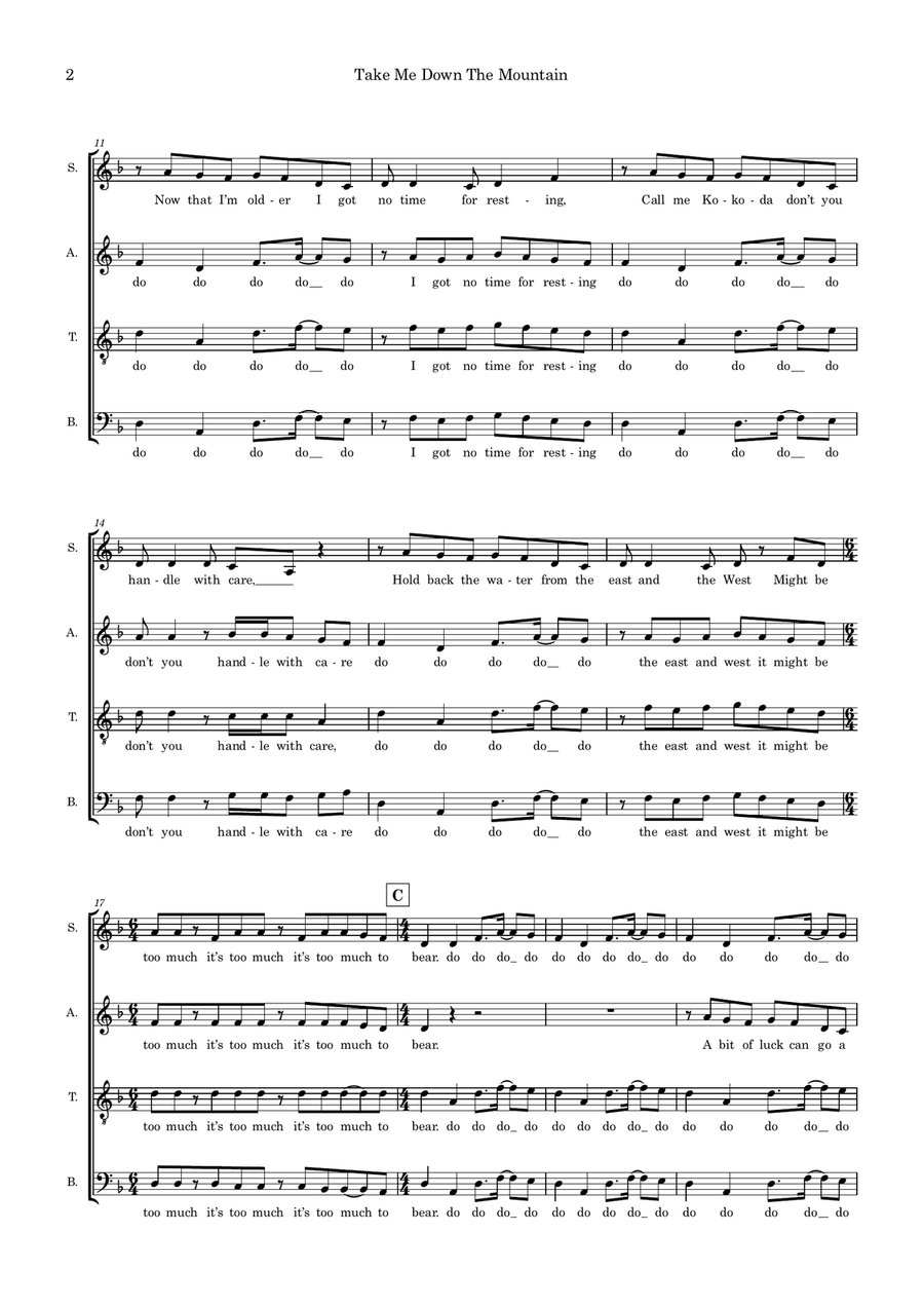 Take Me Down The Mountain 4-Part scores gallery preview page 2