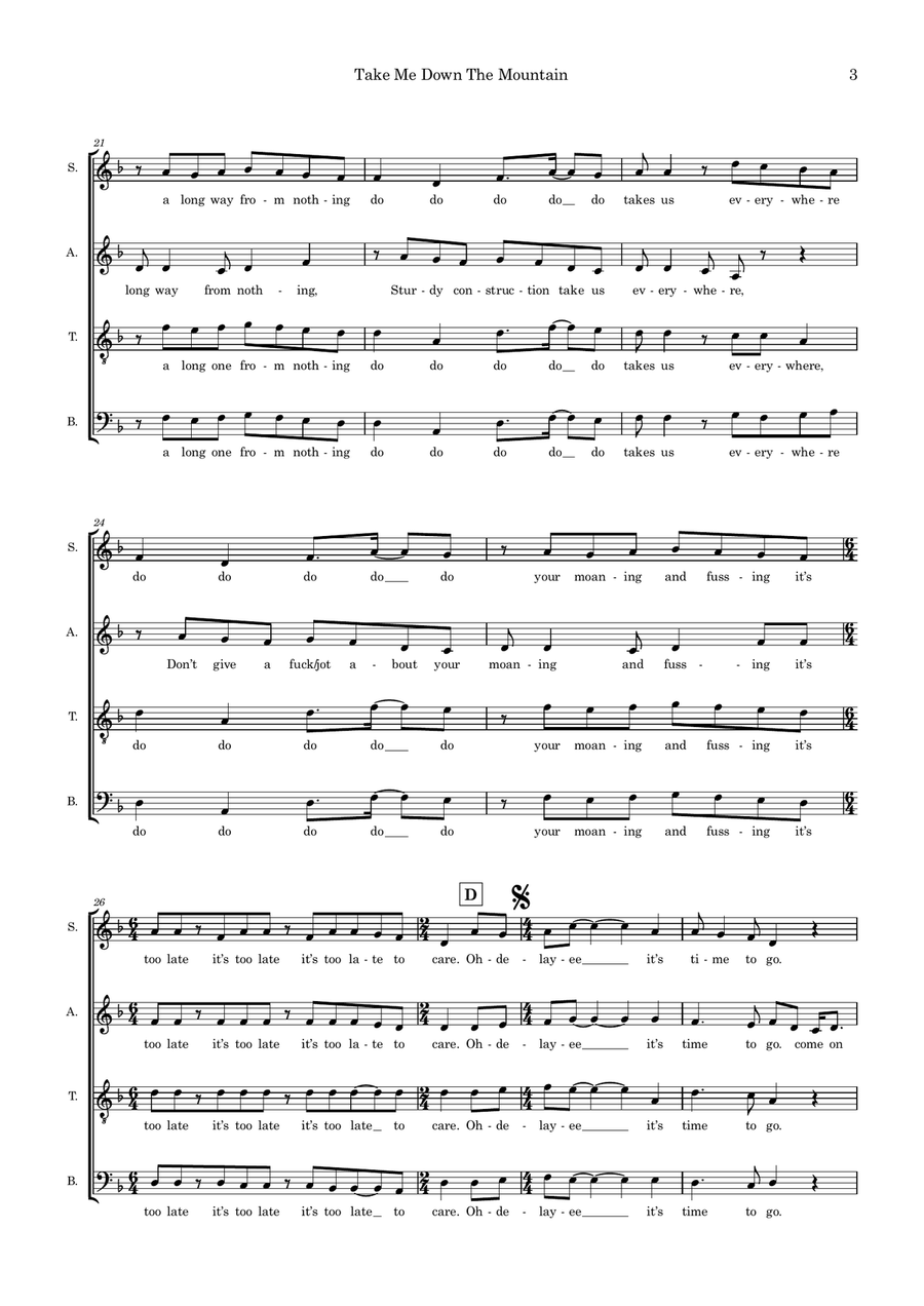 Take Me Down The Mountain 4-Part scores gallery preview page 3
