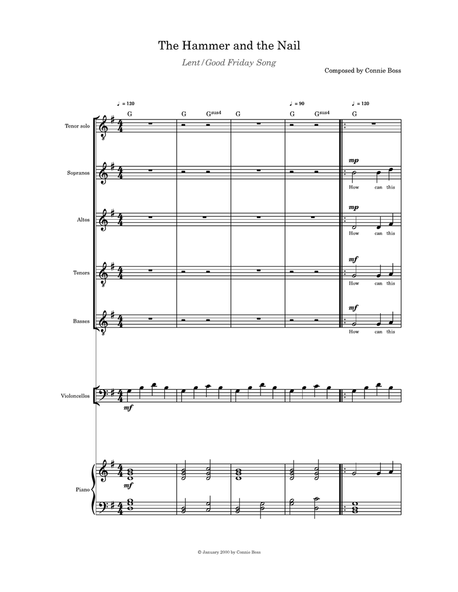 The Hammer and the Nail SATB cello and Piano 4-Part scores gallery preview page 1