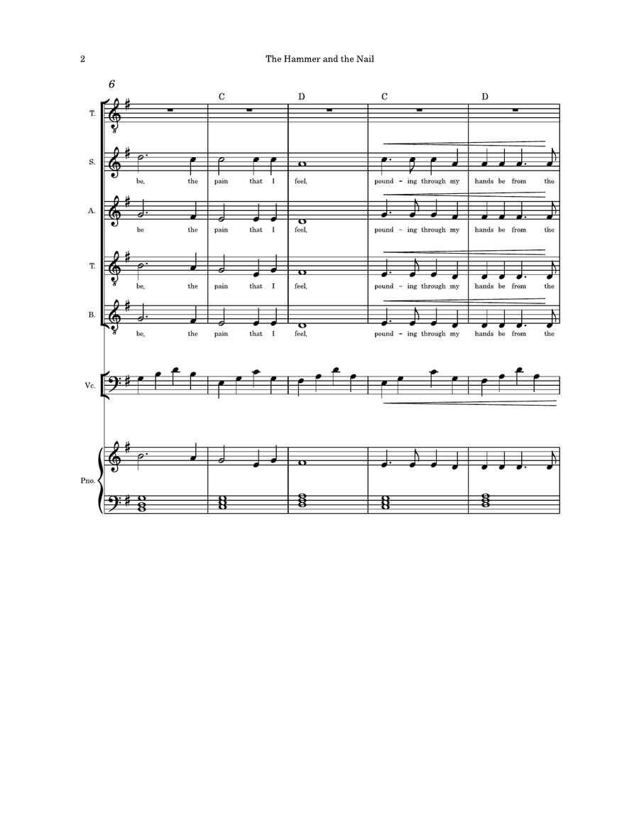 The Hammer and the Nail SATB cello and Piano 4-Part scores gallery preview page 2