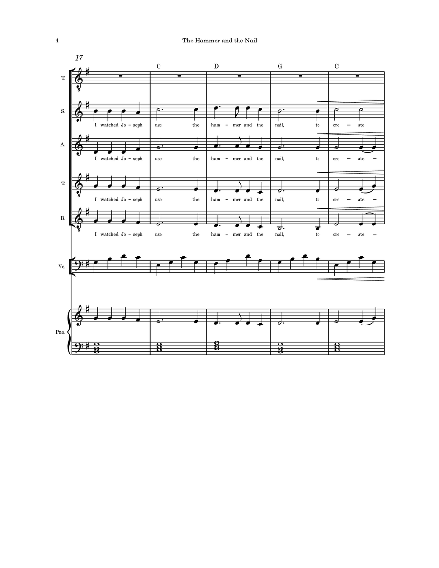 The Hammer and the Nail SATB cello and Piano 4-Part scores gallery preview page 4