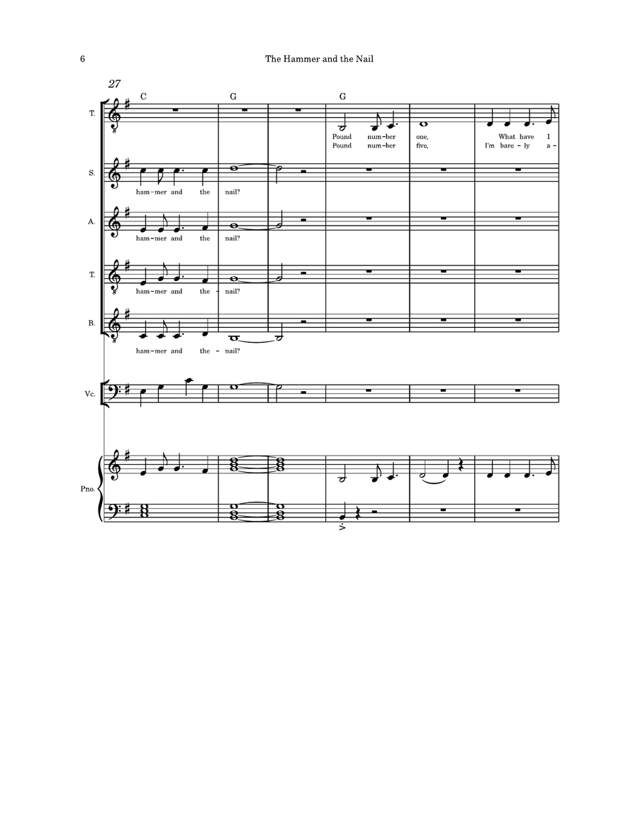 The Hammer and the Nail SATB cello and Piano 4-Part scores gallery preview page 6