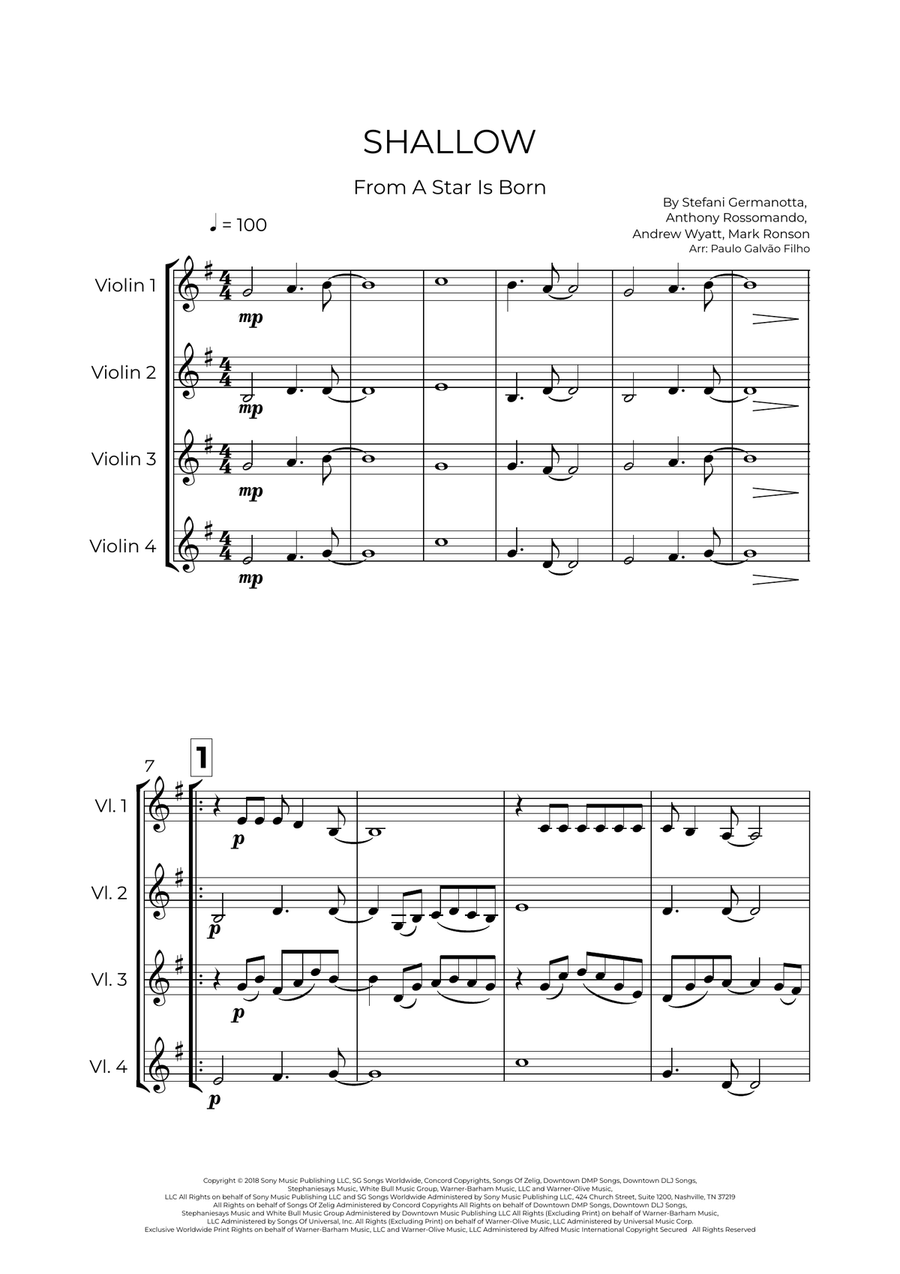 Shallow Shallow Violin scores gallery preview page 2