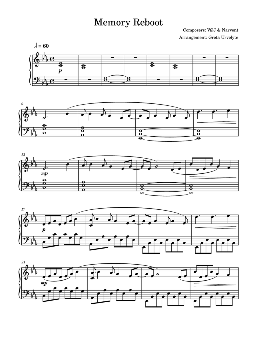 Memory Reboot Memory Reboot Piano Solo scores gallery preview page 1
