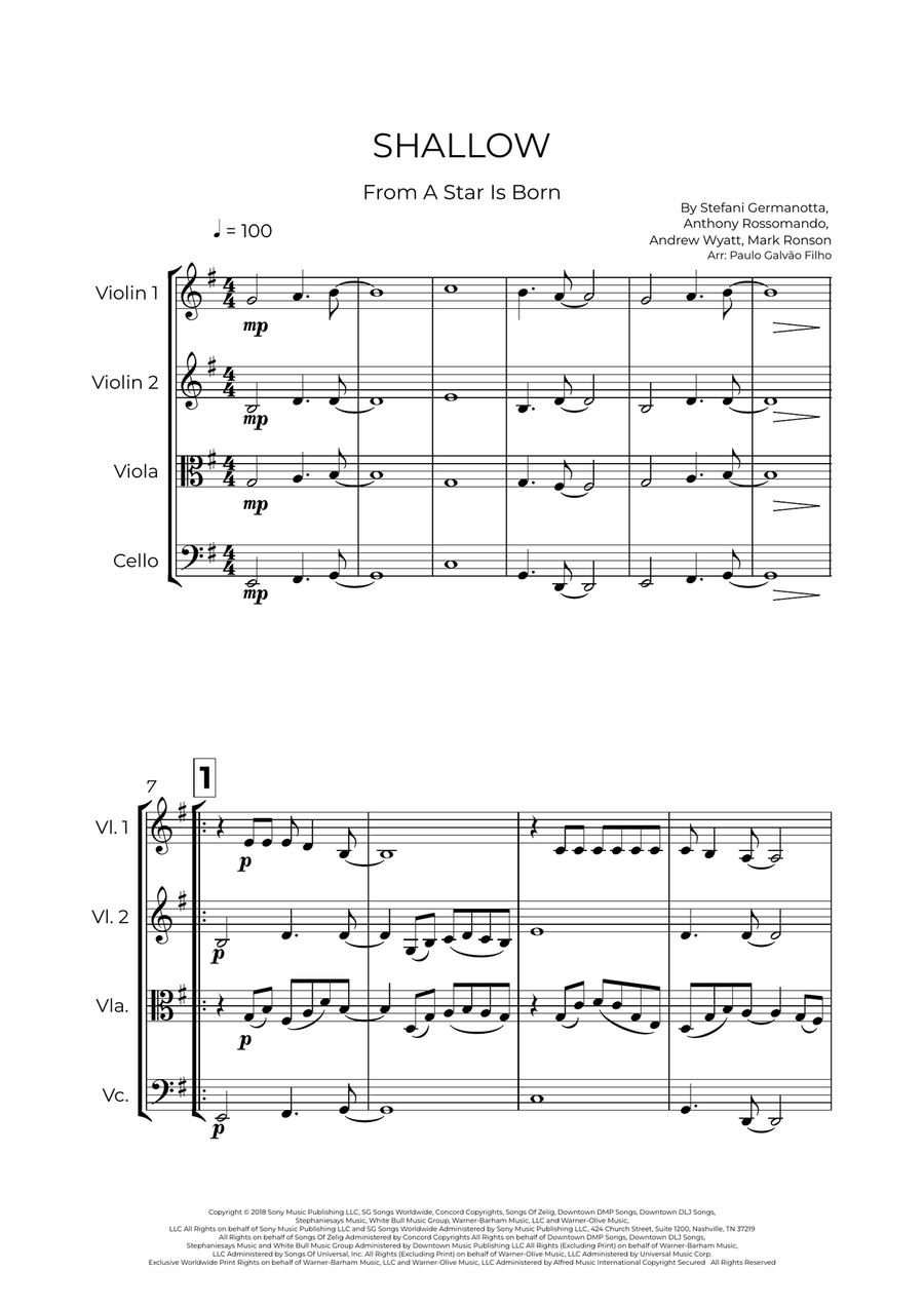 Shallow Shallow String Quartet scores gallery preview page 2