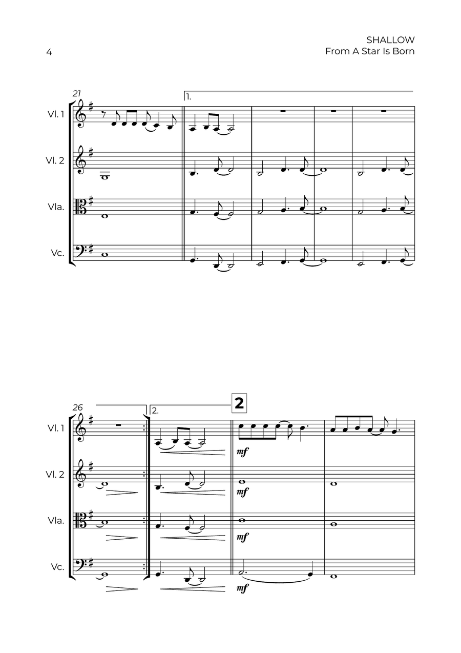 Shallow Shallow String Quartet scores gallery preview page 4