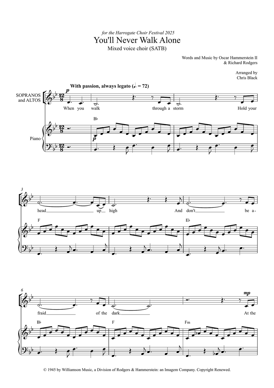 You'll Never Walk Alone You'll Never Walk Alone 4-Part scores gallery preview page 1