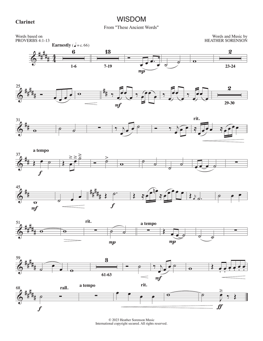Wisdom - Bb Clarinet Wisdom - Bb Clarinet Choir scores gallery preview page 1