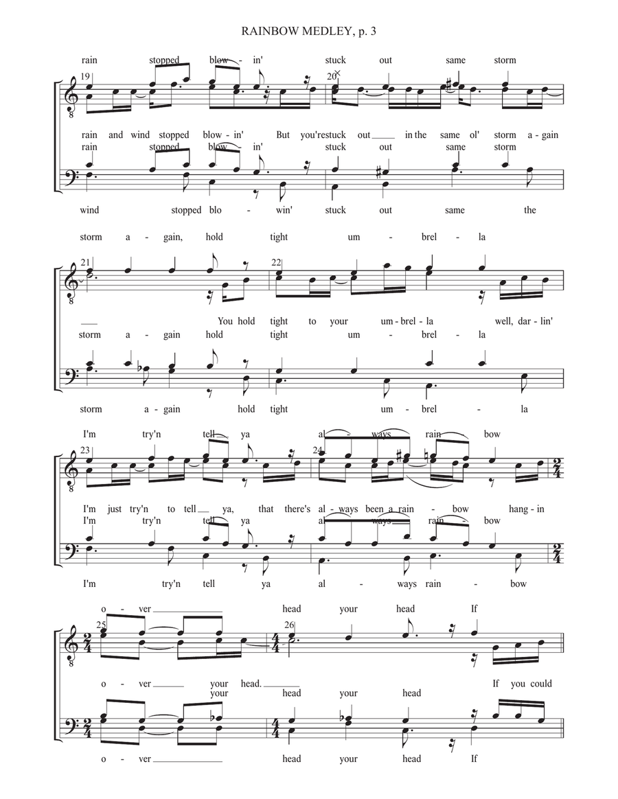 Medley: Rainbow with The Rainbow Connection TTBB scores gallery preview page 3
