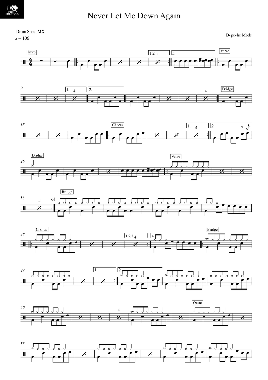 Never Let Me Down Again Never Let Me Down Again Drum Set scores gallery preview page 1