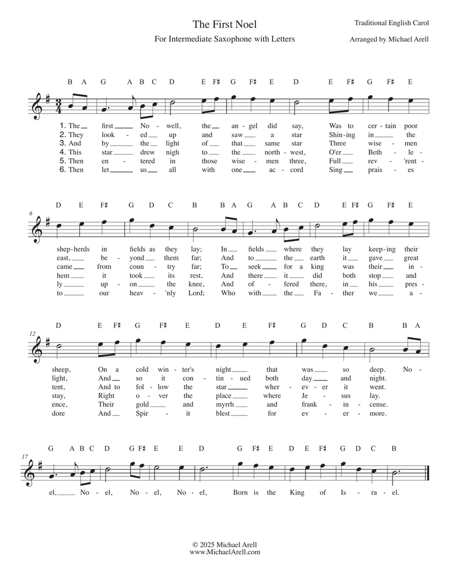 The First Noel for Saxophone Alto Saxophone scores gallery preview page 1