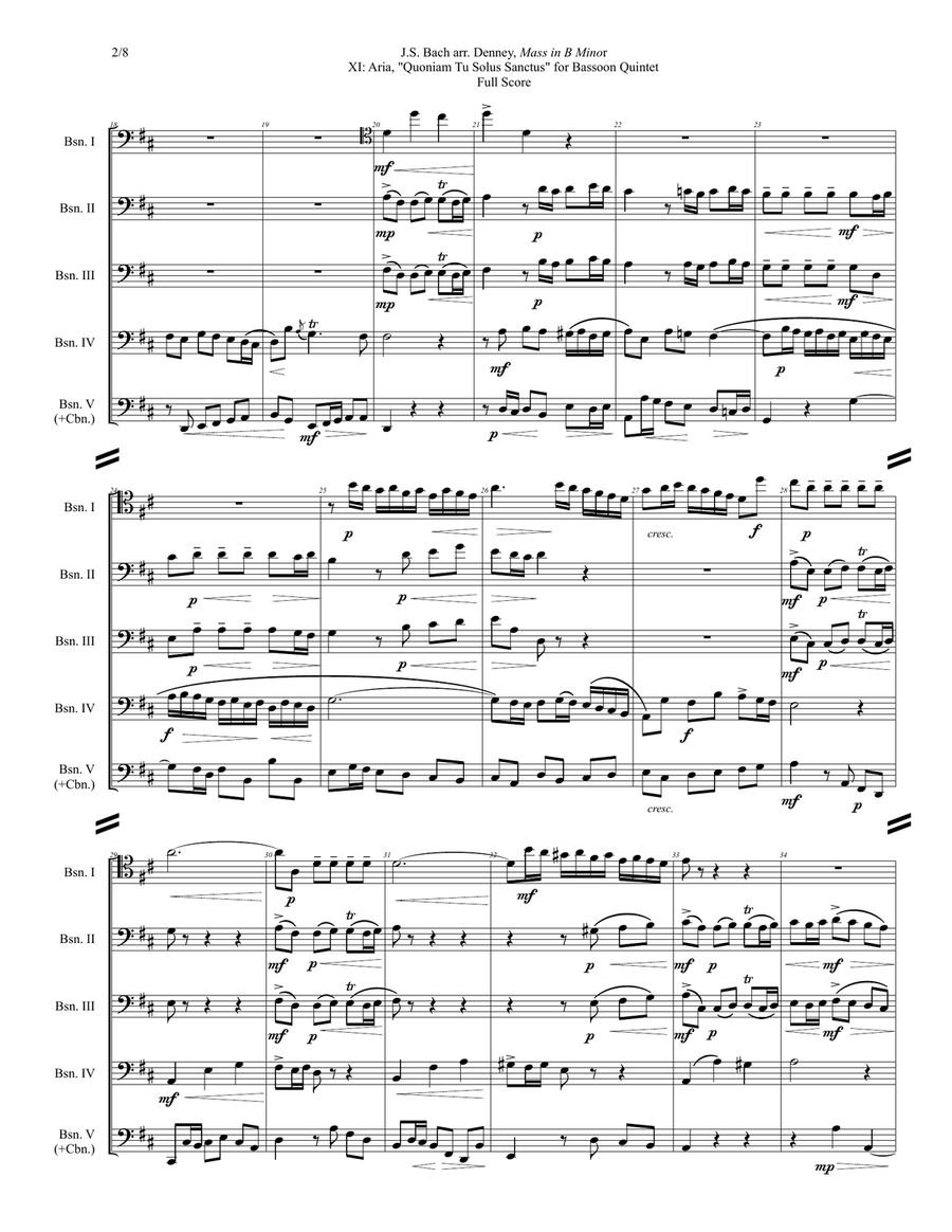 Bassoon Quintet: Bach Mass in B Minor, XI. Aria, 