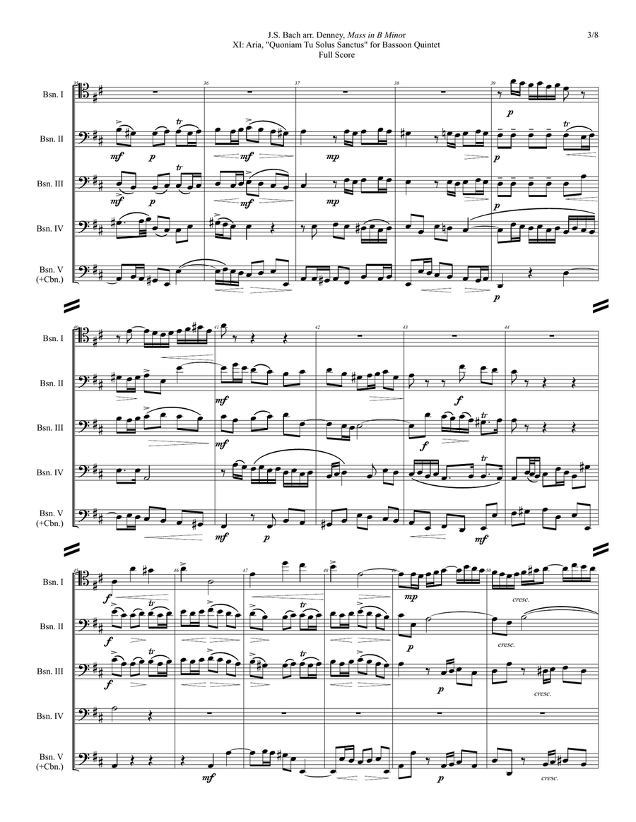 Bassoon Quintet: Bach Mass in B Minor, XI. Aria, 