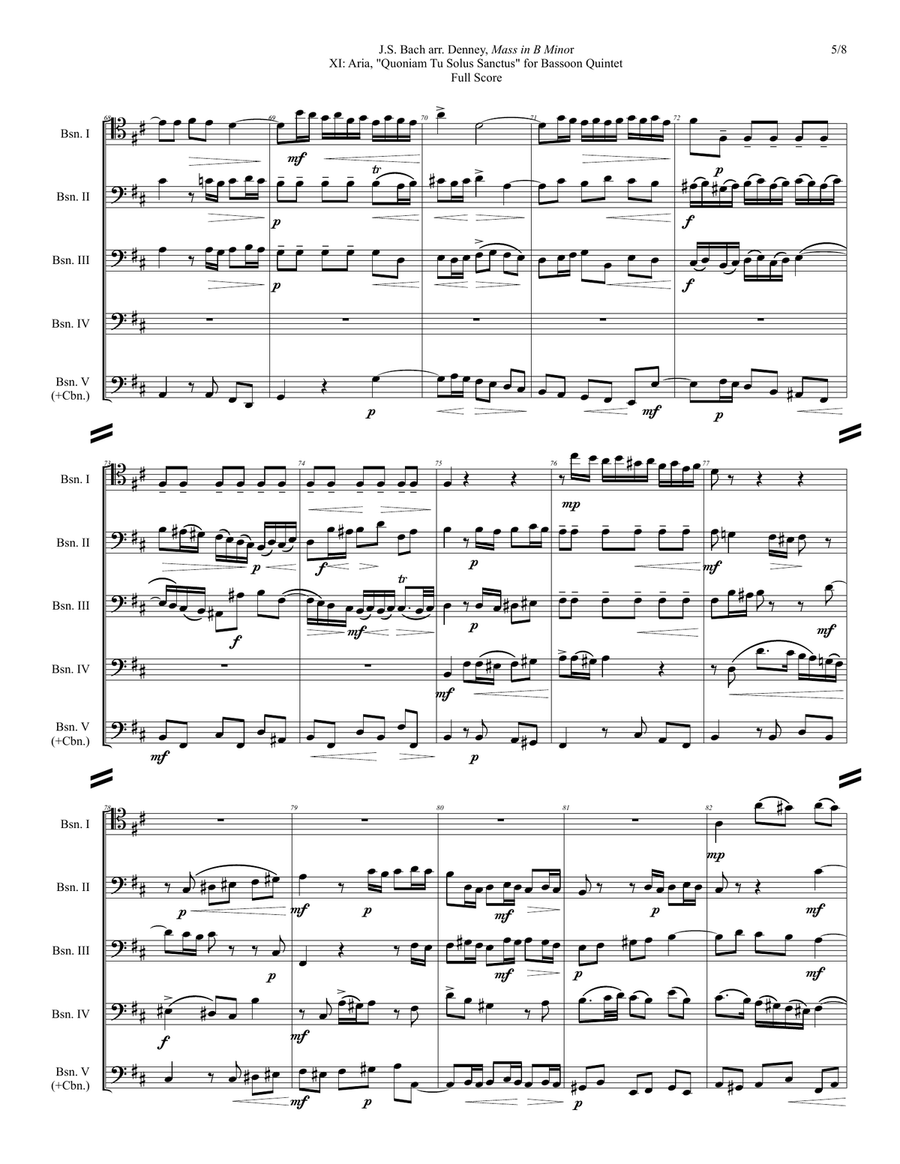 Bassoon Quintet: Bach Mass in B Minor, XI. Aria, 